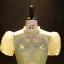 Elegant Sage Green Beading Pearl Sequins Prom Dresses 2023 Ball Gown High Neck Puffy Short Sleeve Backless Floor-Length / Long Prom Formal Dresses