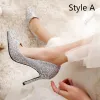Sparkly Red Sequins Wedding Shoes 2020 9 cm Stiletto Heels Pointed Toe Wedding Pumps