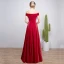 Modest / Simple Burgundy Evening Dresses  2018 A-Line / Princess Off-The-Shoulder Backless Sleeveless Floor-Length / Long Formal Dresses