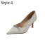 Charmant Ivoire Chaussure De Mariée 2020 Cuir Perle Faux Diamant 7 cm Talons Aiguilles À Bout Pointu Mariage Escarpins