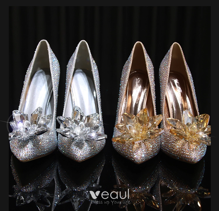 Luxury Designer Stiletto Silver Pumps For Wedding With Crystal Beading And  Rhinestones Sparkling Cinderella Pumps For Brides From Weddingsalon, $53.25
