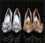 Cinderella Silver Crystal Wedding Shoes 2020 Leather Rhinestone 10 cm Stiletto Heels Pointed Toe Wedding Pumps