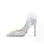 Luxury / Gorgeous Silver Rhinestone Wedding Shoes 2020 Leather Pearl Bow 10 cm Stiletto Heels Pointed Toe Wedding Pumps