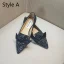 Sparkly Gradient-Color Prom Flat Womens Shoes 2020 Sequins Bow Pointed Toe Heels