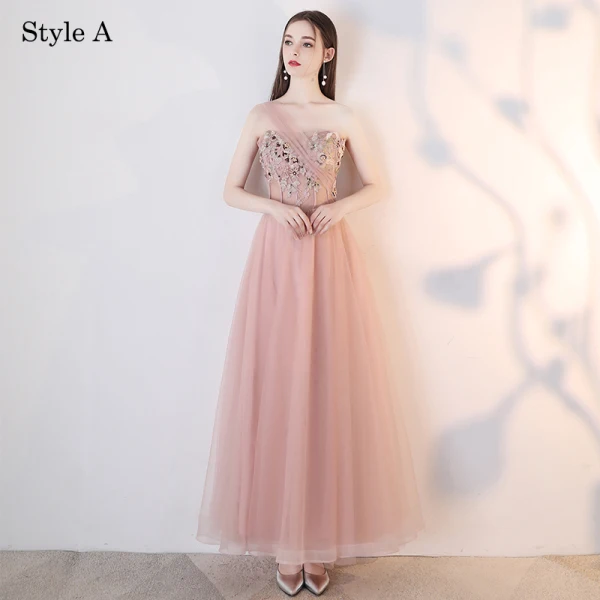 Élégant Nues Robe De Soirée 2018 Princesse En Dentelle Appliques Perle Faux Diamant Une épaule Dos Nu Sans Manches Longueur Cheville Robe De Ceremonie