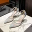 Sexy Champagne Evening Party Womens Sandals 2020 Ankle Strap Sequins 8 cm Stiletto Heels Pointed Toe Sandals