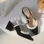 Elegant Burgundy Prom Slingbacks Womens Shoes 2020 Pearl 6 cm Thick Heels Pointed Toe Heels