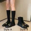 Chic / Beautiful Black Street Wear Ankle Knitting Flat Womens Boots 2020 Leather Round Toe Boots