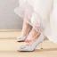 Elegant Charming Silver Lace Wedding Shoes 2020 Pearl Rhinestone 8 cm Stiletto Heels Pointed Toe Wedding Pumps