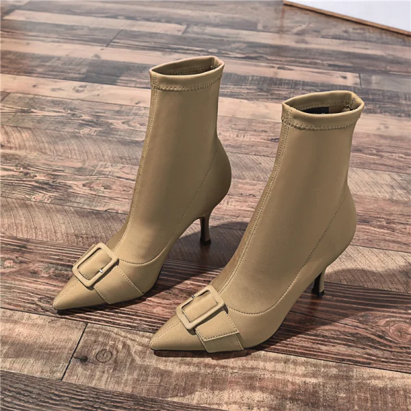 Modest / Simple Black Street Wear Ankle Womens Boots 2020 9 cm Stiletto Heels Pointed Toe Boots