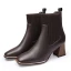 Mote Brun Gateklær Ankel Kvinners støvler 2020 Lær 6 cm Tykk Hæler Firkantetå Boots