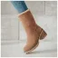Classique Vert Foncé Vêtement de rue Bottines Daim Bottes Femme 2020 5 cm Talons Épais À Bout Rond Bottes