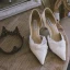Elegant White Pearl Wedding Shoes 2020 Leather 7 cm Stiletto Heels Pointed Toe Wedding Heels