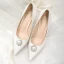 Elegante Ivory / Creme Brautschuhe 2020 Hochzeit Perle Strass 8 cm Stilettos Spitzschuh Pumps