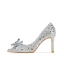 Charmant Zilveren Kristal Bruidsschoenen 2020 Rhinestone 9 cm Naaldhakken / Stiletto Spitse Neus Huwelijk Pumps