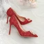 Chinese style Red Lace Wedding Shoes 2020 Pearl Rhinestone 10 cm Stiletto Heels Pointed Toe Wedding Pumps