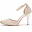 Charmant Argenté Chaussure De Mariée 2020 Bride Cheville Perle Faux Diamant 9 cm Talons Aiguilles À Bout Pointu Mariage Talons