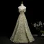 Flower Fairy Sage Green Pearl Rhinestone Lace Flower Floral Prom Dresses 2025 Ball Gown Spaghetti Straps Sleeveless Backless Floor-Length / Long Formal Dresses