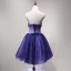 Sexy Violett Partykleider 2018 A Linie Applikationen Perlenstickerei Kristall Pailletten Schleife Bandeau Rückenfreies Ärmellos Kurze Festliche Kleider