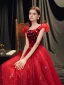 Charming Suede Burgundy Prom Dresses 2021 A-Line / Princess Square Neckline Pearl Sequins Backless Floor-Length / Long Prom Formal Dresses