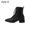 Moda Czarne Zużycie ulicy Botki Buty Damskie 2020 4 cm Grubym Obcasie Niski Obcas Okrągłe Toe Boots