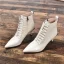 Fashion Black Street Wear Ankle Womens Boots 2020 Leather 7 cm Stiletto Heels Pointed Toe Boots