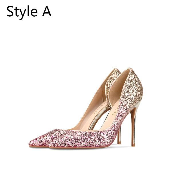 Scintillantes Argenté Soirée Paillettes Chaussures Femmes 2020 10 cm Talons Aiguilles À Bout Pointu Talons