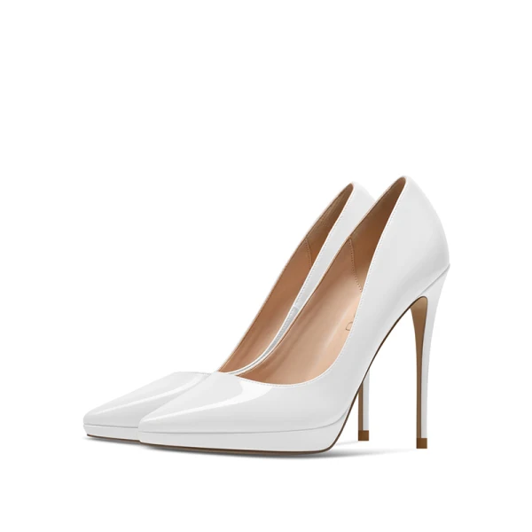 Modest / Simple Nude Office OL Patent Leather Pumps 2020 12 cm Stiletto Heels Pointed Toe Pumps