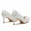 Elegant White Wedding Satin Wedding Shoes 2020 Pearl Bow 9 cm Stiletto Heels Pointed Toe Pumps
