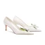 Schlicht Weiß Satin Blumen Brautschuhe 2020 Strass 8 cm Stilettos Spitzschuh Hochzeit Pumps