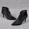 Chic / Beautiful Black Casual Ankle Suede Womens Boots 2020 5 cm Stiletto Heels Pointed Toe Boots