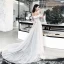 Modern / Fashion Blushing Pink Evening Dresses  2018 A-Line / Princess Appliques Sash Off-The-Shoulder Backless Sleeveless Court Train Formal Dresses