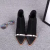 Fashion Winter Black Street Wear Ankle Suede Womens Boots 2020 Leather 8 cm Stiletto Heels Pointed Toe Pumps