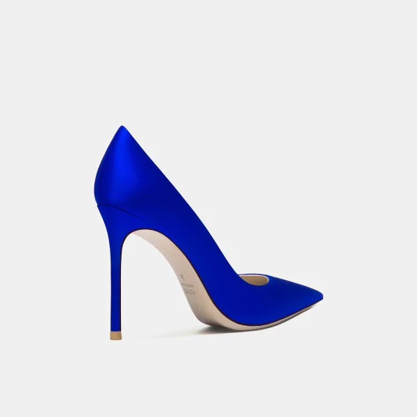 High-end Kungsblå Bal Läder Pumps 2020 10 cm Stilettklackar Spetsiga Pumps
