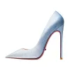 Sparkly Sky Blue Gradient-Color Evening Party Sequins Pumps 2020 12 cm Stiletto Heels Pointed Toe Pumps