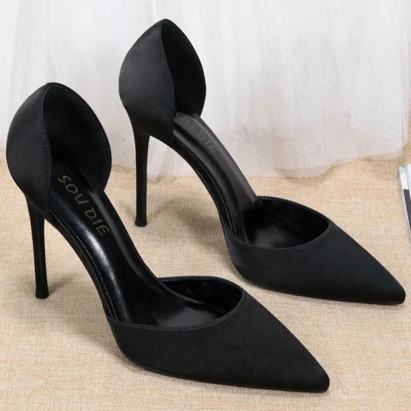 Simple Nues Soie Promo Chaussures Femmes 2020 10 cm Talons Aiguilles À Bout Pointu Talons