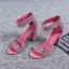 Minimalist Nude Evening Party Rhinestone Womens Sandals 2020 Leather 9 cm Thick Heels Open / Peep Toe Sandals