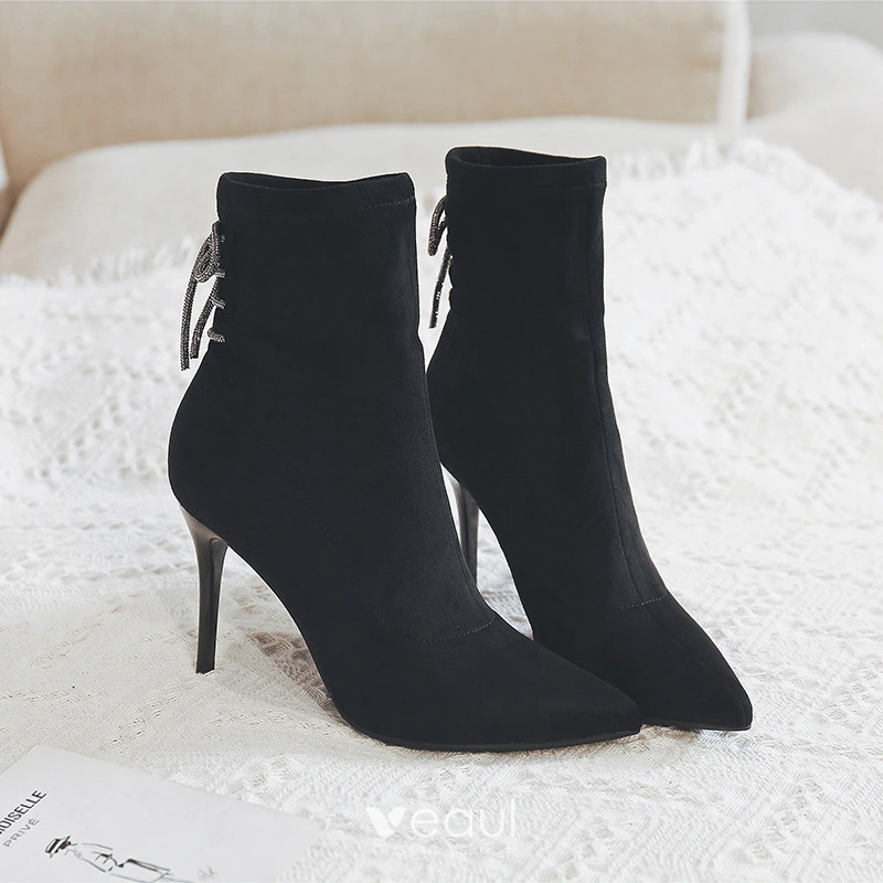 Ladies black hotsell stiletto ankle boots