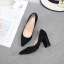 Modest / Simple Black Office OL Suede Pumps 2020 8 cm Thick Heels Pointed Toe Pumps