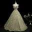Flower Fairy Sage Green Pearl Rhinestone Lace Flower Floral Prom Dresses 2025 Ball Gown Spaghetti Straps Sleeveless Backless Floor-Length / Long Formal Dresses