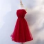 Sexy Burgundy Party Dresses 2018 A-Line / Princess Pleated Strapless Backless Sleeveless Knee-Length Formal Dresses