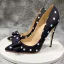 Edles Schwarz Cocktail Seide Satin Pumps 2020 Geflecktes Schleife 12 cm Stilettos Spitzschuh Pumps