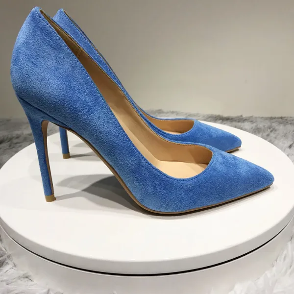 Schlicht Grün Wildleder Strassenmode Pumps 2020 12 cm Stilettos Spitzschuh Pumps