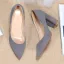 Simple Gris Bureau OL Daim Escarpins 2020 8 cm Talons Épais À Bout Pointu Escarpins