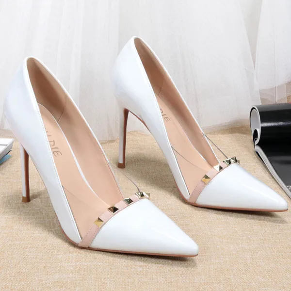 Mote Svart Aften Klinke Pumps 2020 Patent Lær 11 cm Stiletthæler Spisse Pumps