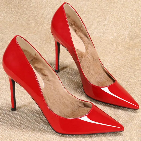 Mote Svart Ball Pumps 2020 Patent Lær 10 cm Stiletthæler Spisse Pumps