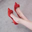 Classy Burgundy Satin Bow Wedding Shoes 2020 6 cm Stiletto Heels Pointed Toe Wedding Pumps