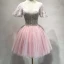 Chic / Belle Rougissant Rose Robe De Fete 2018 Princesse En Dentelle Perle V-Cou Dos Nu Manches Courtes Courte Robe De Ceremonie
