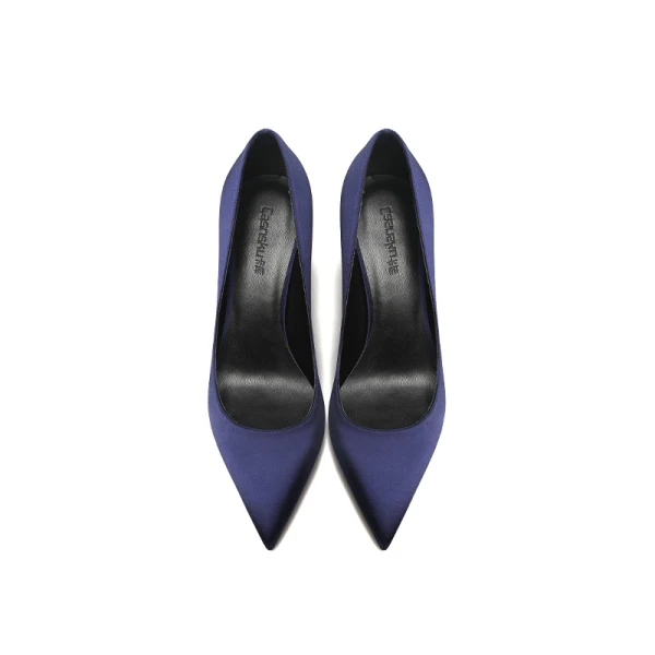 Chic / Belle Bleu Marine Promo Satin Escarpins 2020 10 cm Talons Aiguilles À Bout Pointu Escarpins