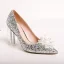 Glittrande Silver Kristall Brudskor 2020 Paljetter 9 cm Tjocka Klackar Spetsiga Bröllop Pumps